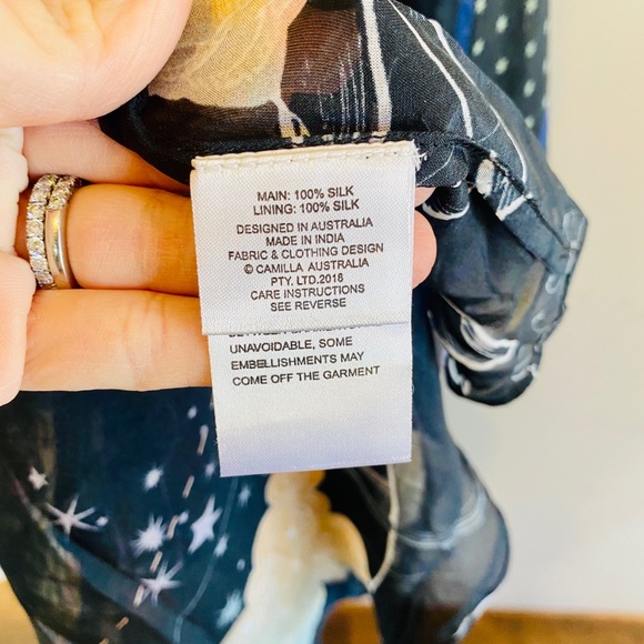 Camilla Asymmetrical Neck Tie Midnight Moon Dress - Picture 13 of 16